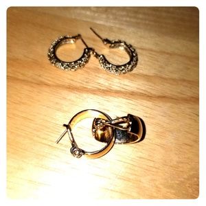 2 pair Gold post earrings